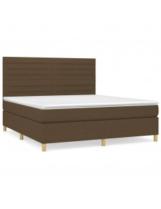 Giroletto a Molle con Materasso Marrone Scuro 180x200cm Tessuto 2