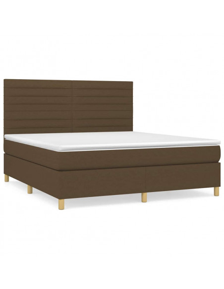 Giroletto a Molle con Materasso Marrone Scuro 180x200cm Tessuto