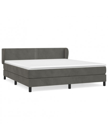 Giroletto a Molle con Materasso Grigio Scuro 160x200 cm Velluto