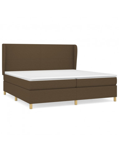 Giroletto a Molle con Materasso Marrone Scuro 200x200cm Tessuto