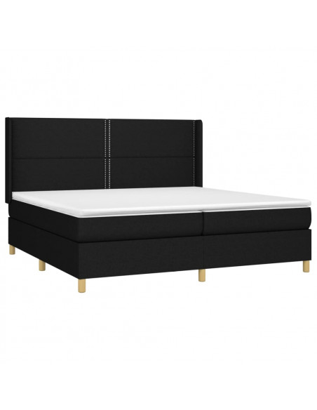 Giroletto a Molle con Materasso Nero 200x200 cm in Tessuto