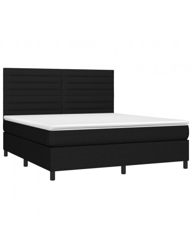 Letto a Molle con Materasso e LED Nero 180x200cm in Tessuto