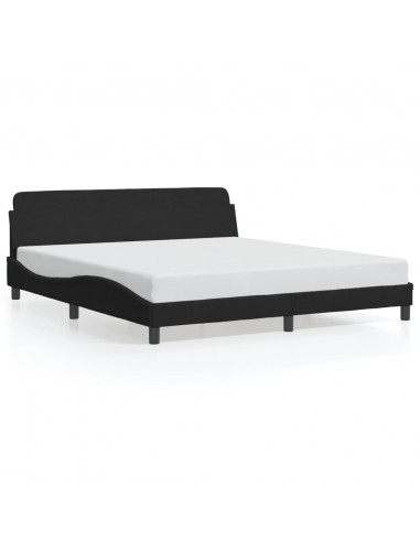 Giroletto con Testiera Nero 180x200 cm in Velluto