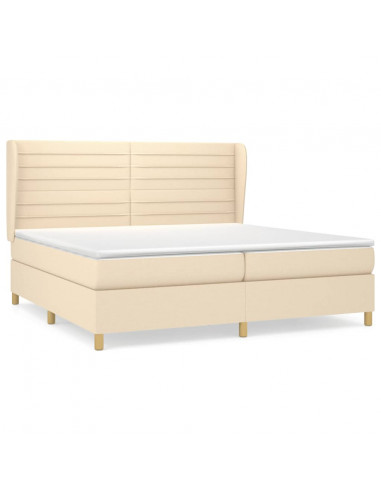 Giroletto a Molle con Materasso Crema 200x200 cm in Tessuto