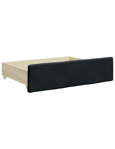 Cassetti da Letto 2pz Neri in Legno Multistrato e Similpelle