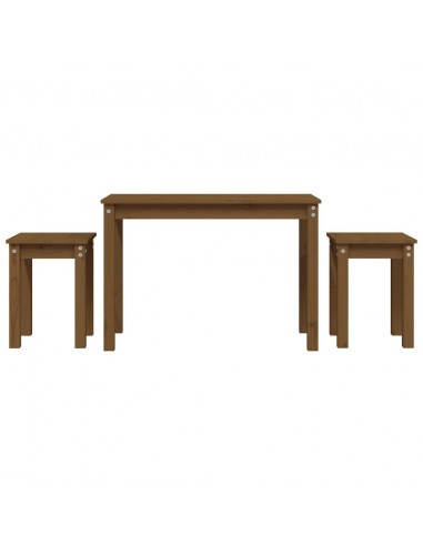 Tavolini a Incastro 3 pz Miele in Legno Massello di Pino