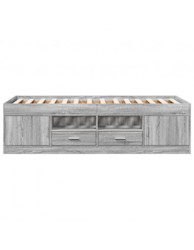 Divano Letto con Cassetti Grigio Sonoma 90x200 cm Multistrato