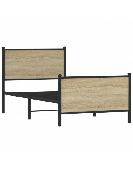 Giroletto con Testiera&Pediera Metallo Rovere Sonoma 90x200 cm