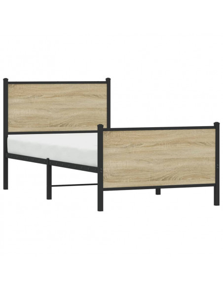 Giroletto con Testiera&Pediera Metallo Rovere Sonoma 90x200 cm