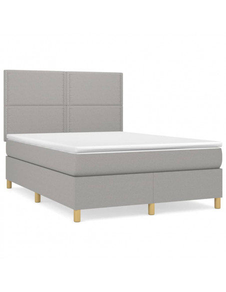 Giroletto a Molle con Materasso Grigio Chiaro 140x190cm Tessuto