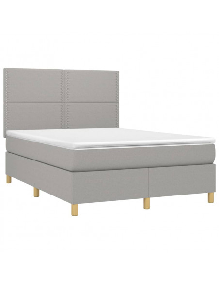 Giroletto a Molle con Materasso Grigio Chiaro 140x190cm Tessuto