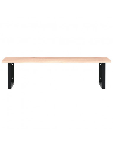 Ripiano a Parete per Lavabo in Acciaio e Massello di Rovere