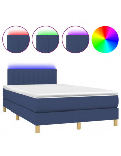 Letto a Molle con Materasso e LED Blu 120x190 cm in Tessuto 2