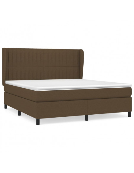 Giroletto a Molle con Materasso Marrone Scuro 180x200cm Tessuto