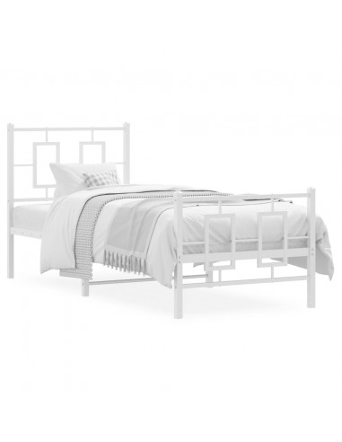 Giroletto con Testiera e Pediera Metallo Bianco 75x190 cm