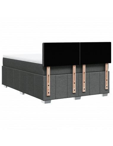 Giroletto a Molle con Materasso Grigio Scuro 140x190 cm Tessuto