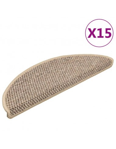 Tappeti Adesivi Scale Aspetto Sisal 15 pz 56x17x3cm Beige Scuro