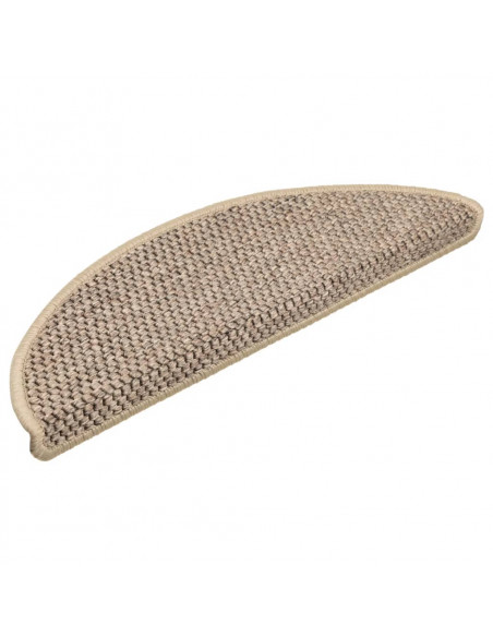 Tappeti Adesivi Scale Aspetto Sisal 15 pz 56x17x3cm Beige Scuro