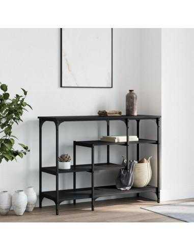 Tavolino Consolle con Ripiani Nero 100x35x75 cm