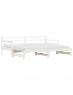 Divano Letto con Letto Estraibile Bianco 90x190cm Massello Pino 2