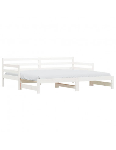 Divano Letto con Letto Estraibile Bianco 90x190cm Massello Pino