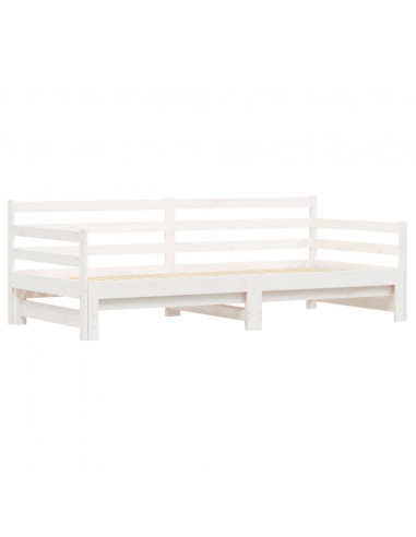 Divano Letto con Letto Estraibile Bianco 90x190cm Massello Pino