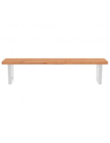 Ripiano a Parete per Lavabo in Acciaio e Massello di Faggio