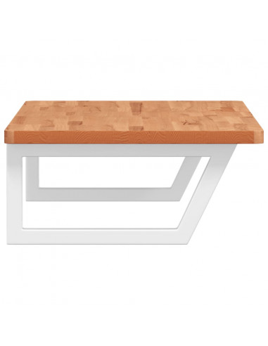 Ripiano a Parete per Lavabo in Acciaio e Massello di Faggio