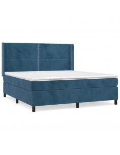 Giroletto a Molle con Materasso Blu Scuro 160x200 cm in Velluto 2