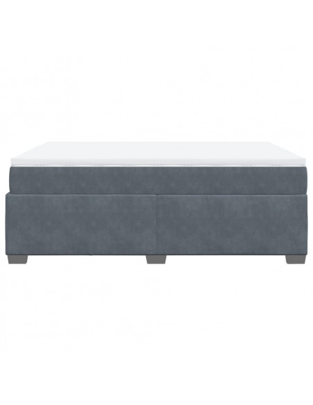 Giroletto a Molle con Materasso Grigio Scuro 160x200 cm Velluto