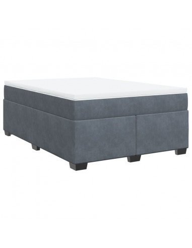 Giroletto a Molle con Materasso Grigio Scuro 160x200 cm Velluto