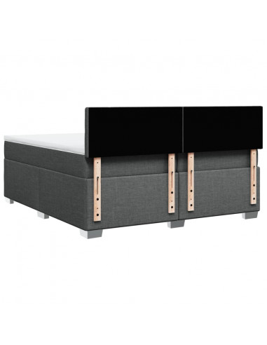 Giroletto a Molle con Materasso Grigio Scuro 200x200 cm Tessuto