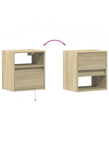 Mobile TV a Parete con Luci LED Rovere Sonoma 41x31x45 cm