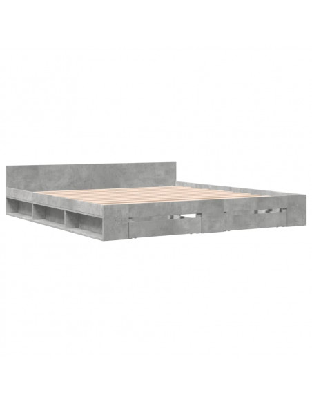 Giroletto Cassetti Grigio Cemento 180x200 cm Legno Multistrato