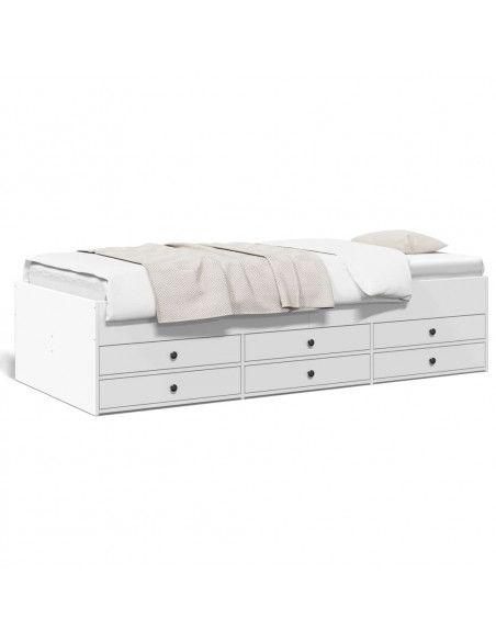 Divano Letto con Cassetti Bianco 90x200 cm in Legno Multistrato