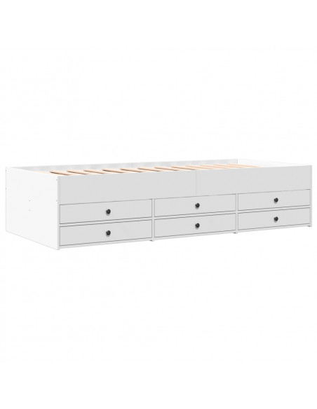 Divano Letto con Cassetti Bianco 90x200 cm in Legno Multistrato