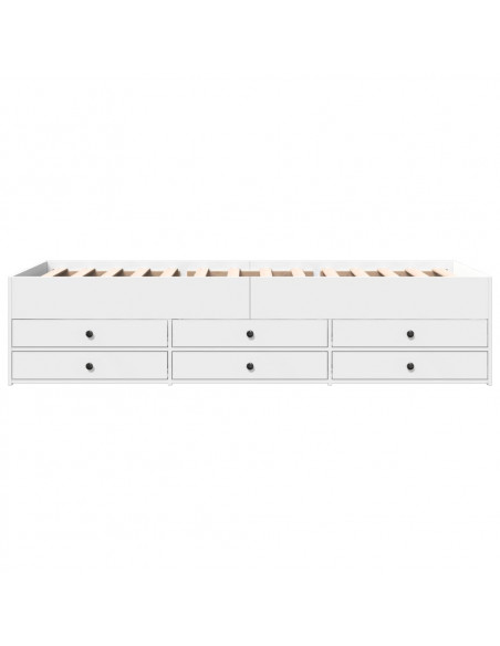 Divano Letto con Cassetti Bianco 90x200 cm in Legno Multistrato