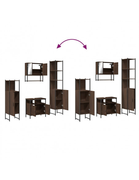 Set Mobili da Bagno 4 pz Rovere Marrone in Legno Multistrato