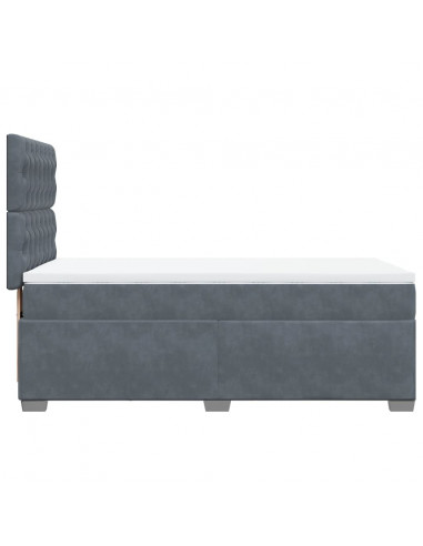 Giroletto a Molle con Materasso Grigio Scuro 100x200 cm Velluto