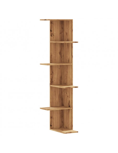 Scaffale Angolare Muro Rovere Artigianale 36,5x36,5x140cm Legno