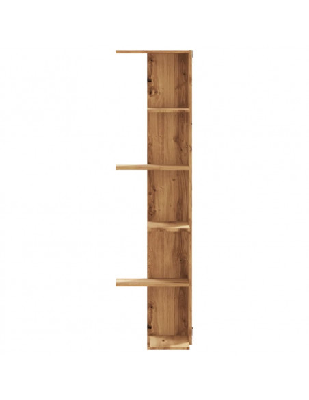 Scaffale Angolare Muro Rovere Artigianale 36,5x36,5x140cm Legno