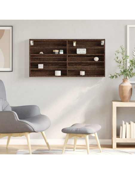 Armadietto Vetrina Rovere Marrone 100x8,5x50 Legno Multistrato