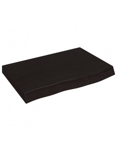 Piano Bagno Marrone Scuro 60x50x(2-4)cm Legno Massello Trattato