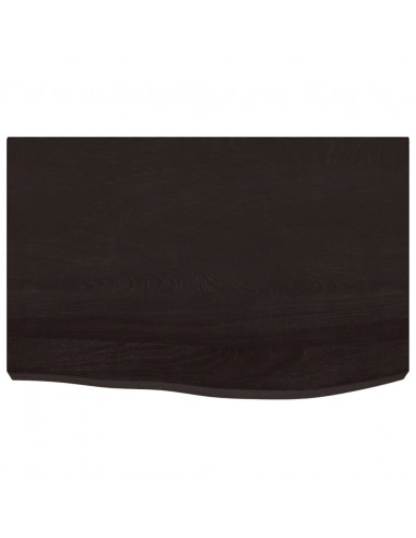 Piano Bagno Marrone Scuro 60x50x(2-4)cm Legno Massello Trattato
