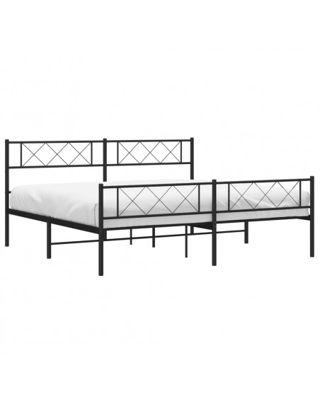 Giroletto con Testiera e Pediera Metallo Nero 200x200 cm