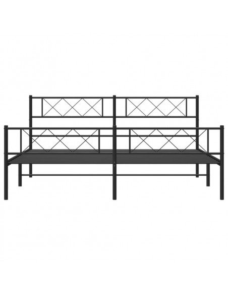 Giroletto con Testiera e Pediera Metallo Nero 200x200 cm
