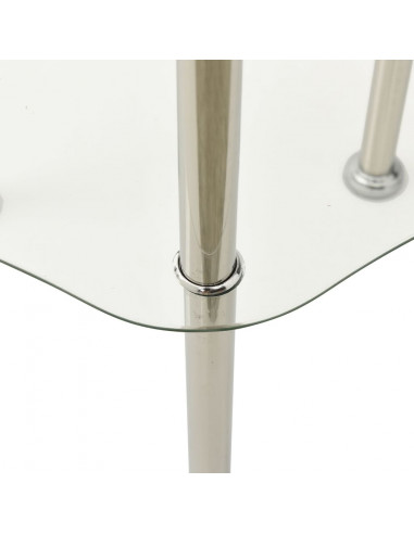 Tavolino a 2 Livelli Trasparente 38x38x50 cm in Vetro Temperato