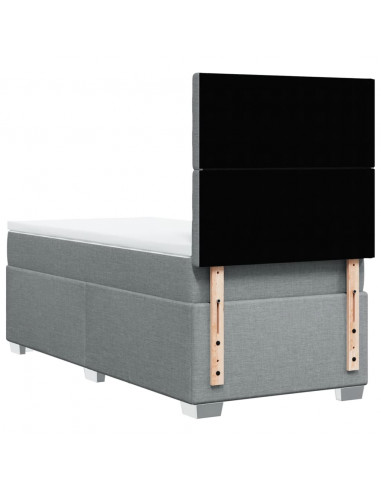 Giroletto a Molle con Materasso Grigio Chiaro 90x190 cm Tessuto