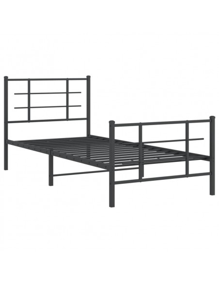 Giroletto con Testiera e Pediera Metallo Nero 90x190 cm