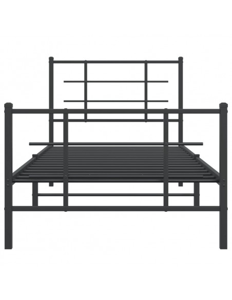 Giroletto con Testiera e Pediera Metallo Nero 90x190 cm